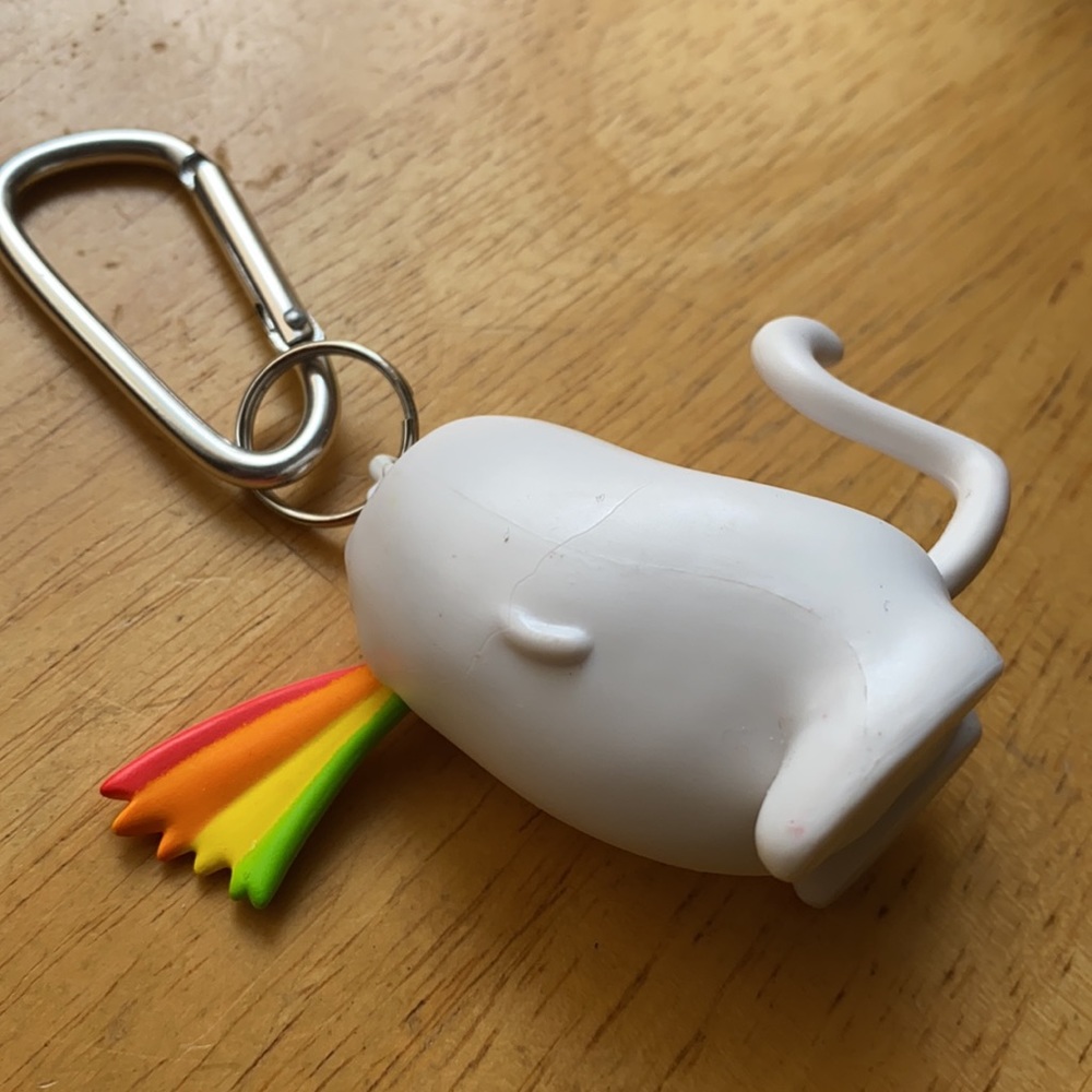 Exploding Kitten Backpack Charm Keychain | Rainbow Ralphing Cat - Picture 2 of 8